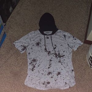 Black and white medium hooded t shirt